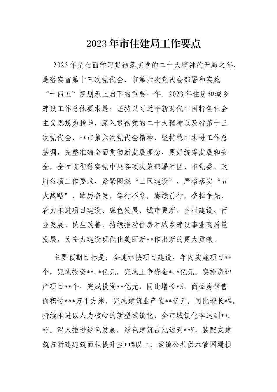 2023年市住建局工作要点_第1页