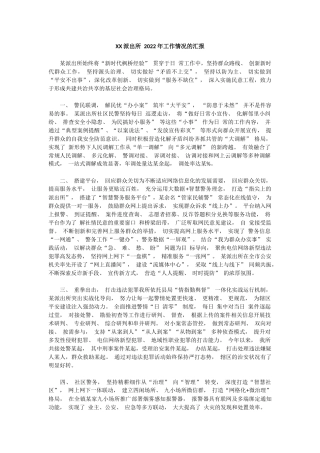 XX派出所2022年工作情况的汇报