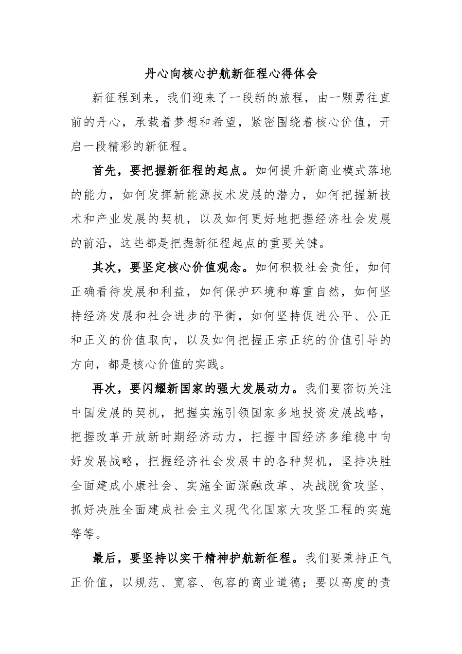 丹心向核心护航新征程心得体会_第1页