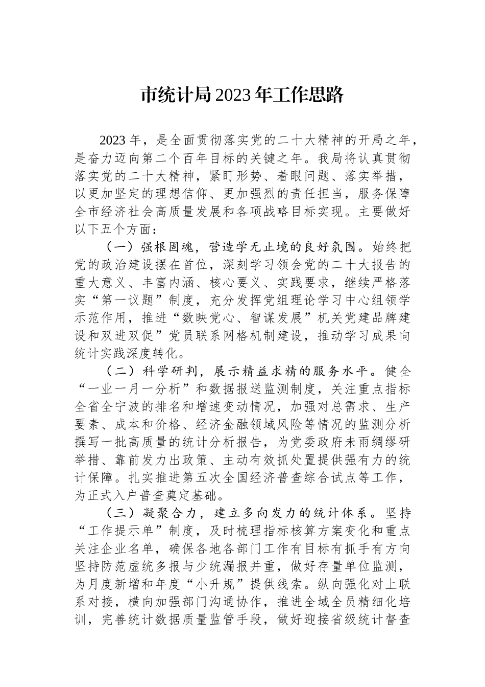 市统计局2023年工作思路_第1页