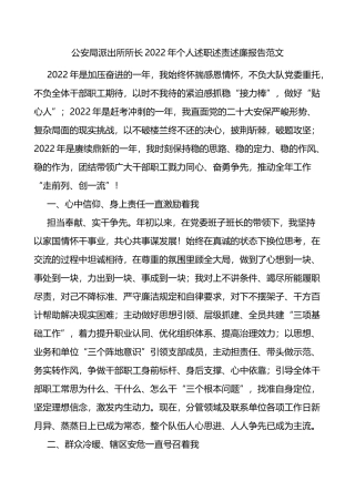 公安局派出所所长2022年个人述职述责述廉报告范文