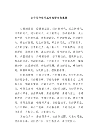 公文写作实用五字短语金句集锦