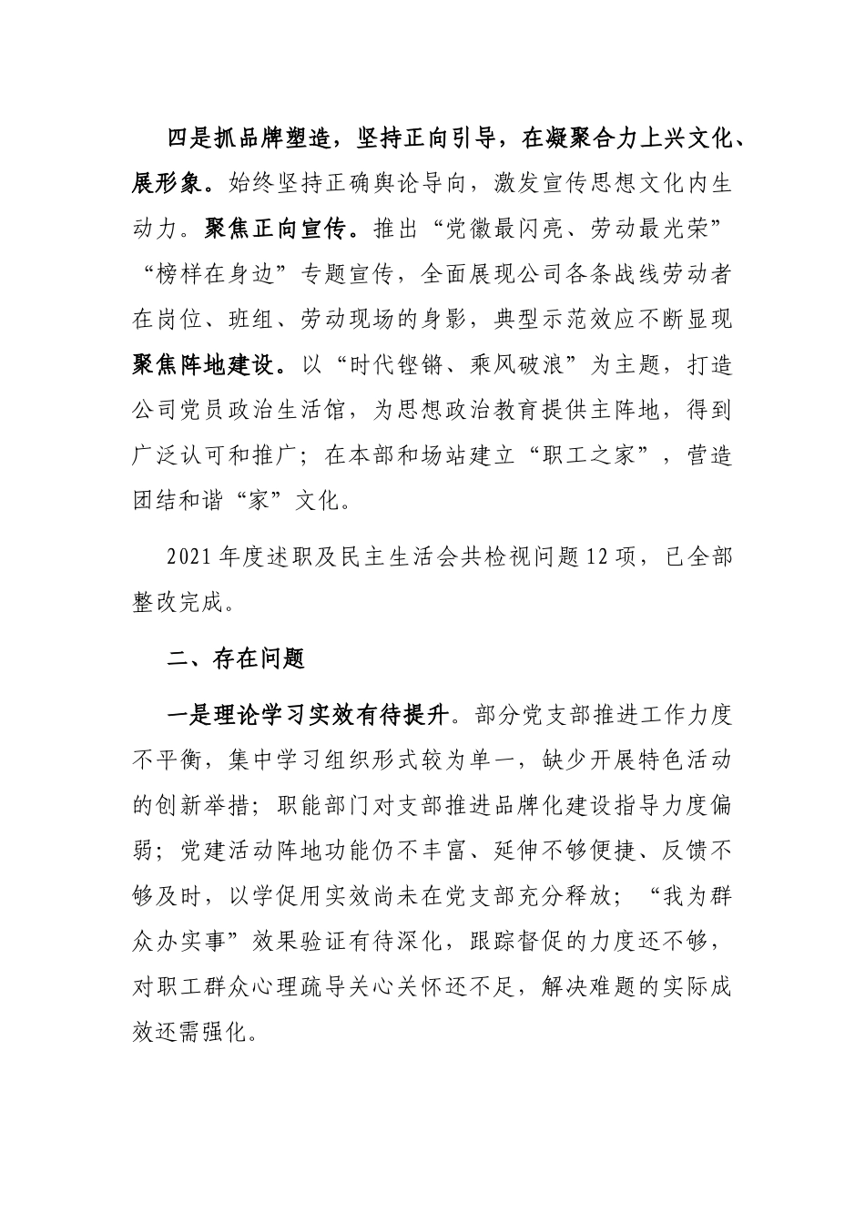 国企发电行业2022年度党委书记述职报告_第3页