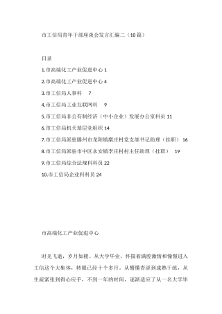 市工信局青年干部座谈会发言汇编二（10篇）