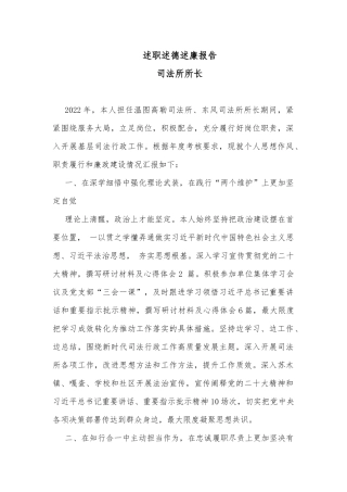 述职述德述廉报告（所长）