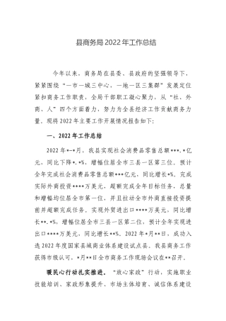 县商务局2022年工作总结
