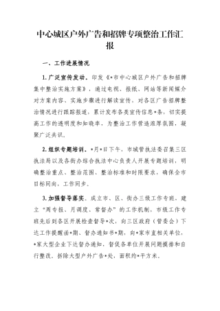 中心城区户外广告和招牌专项整治工作汇报