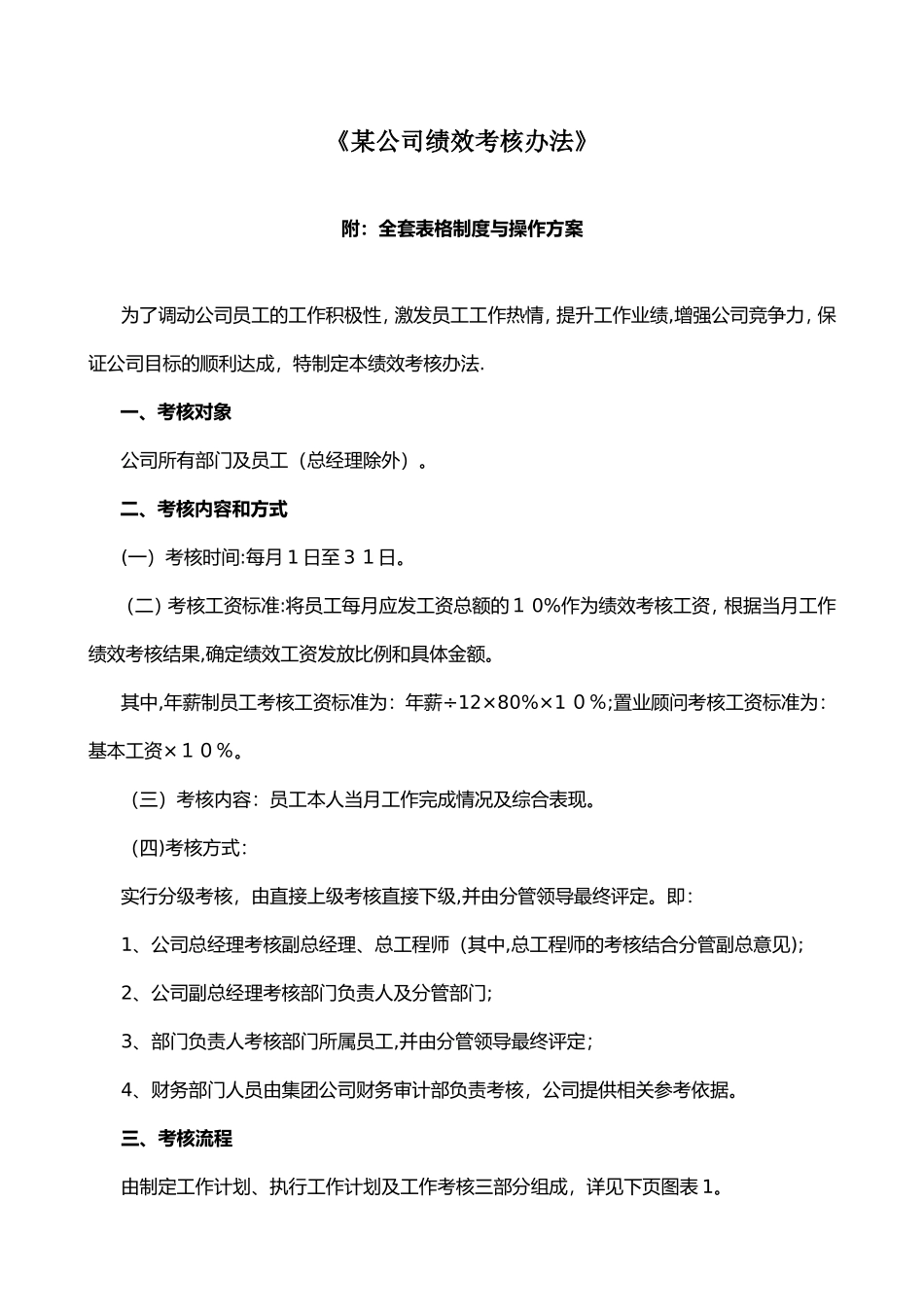 《某公司绩效考核办法》附全套表格制度与操作方案_第1页