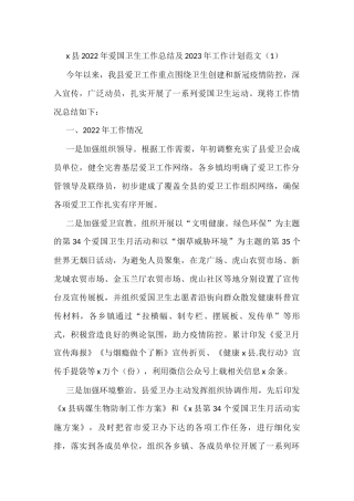 2022年爱国卫生工作总结及2023年工作计划范文4篇