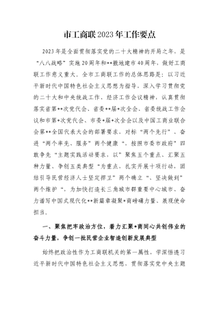 市工商联2023年工作要点