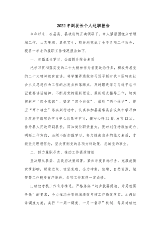 2022年副县长个人述职报告