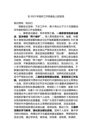 在2023年组织工作务虚会上的发言
