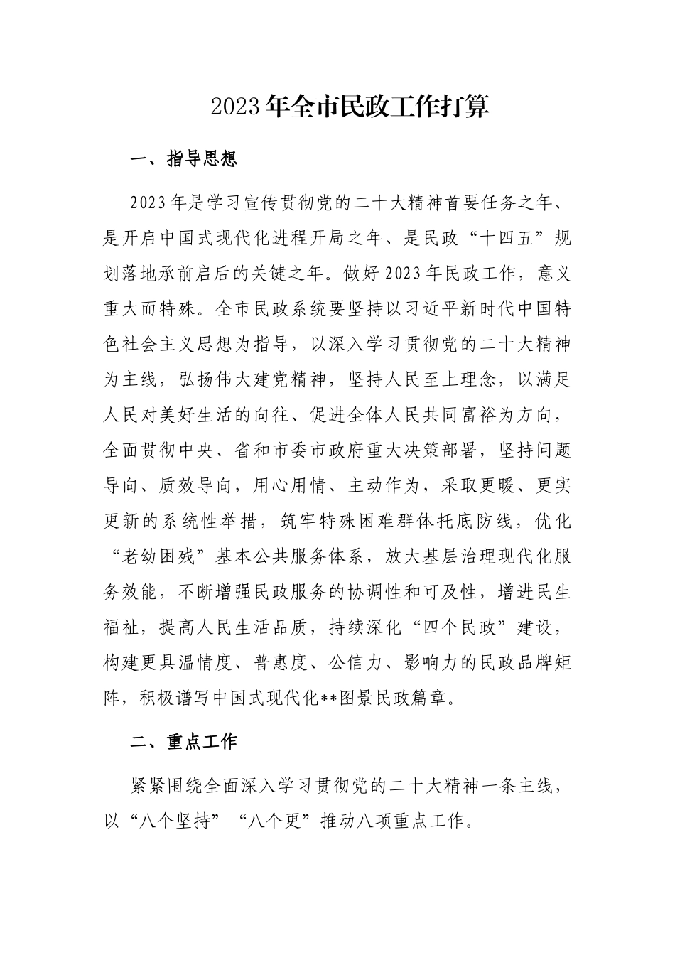 2023年全市民政工作打算_第1页
