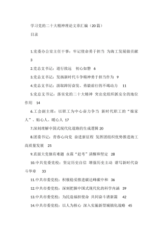 学习党的二十大精神理论文章汇编（20篇）