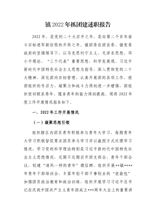 镇2022年抓团建述职报告