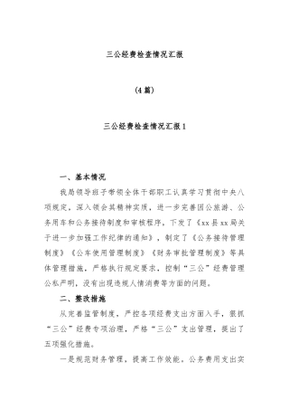 (4篇)三公经费检查情况汇报