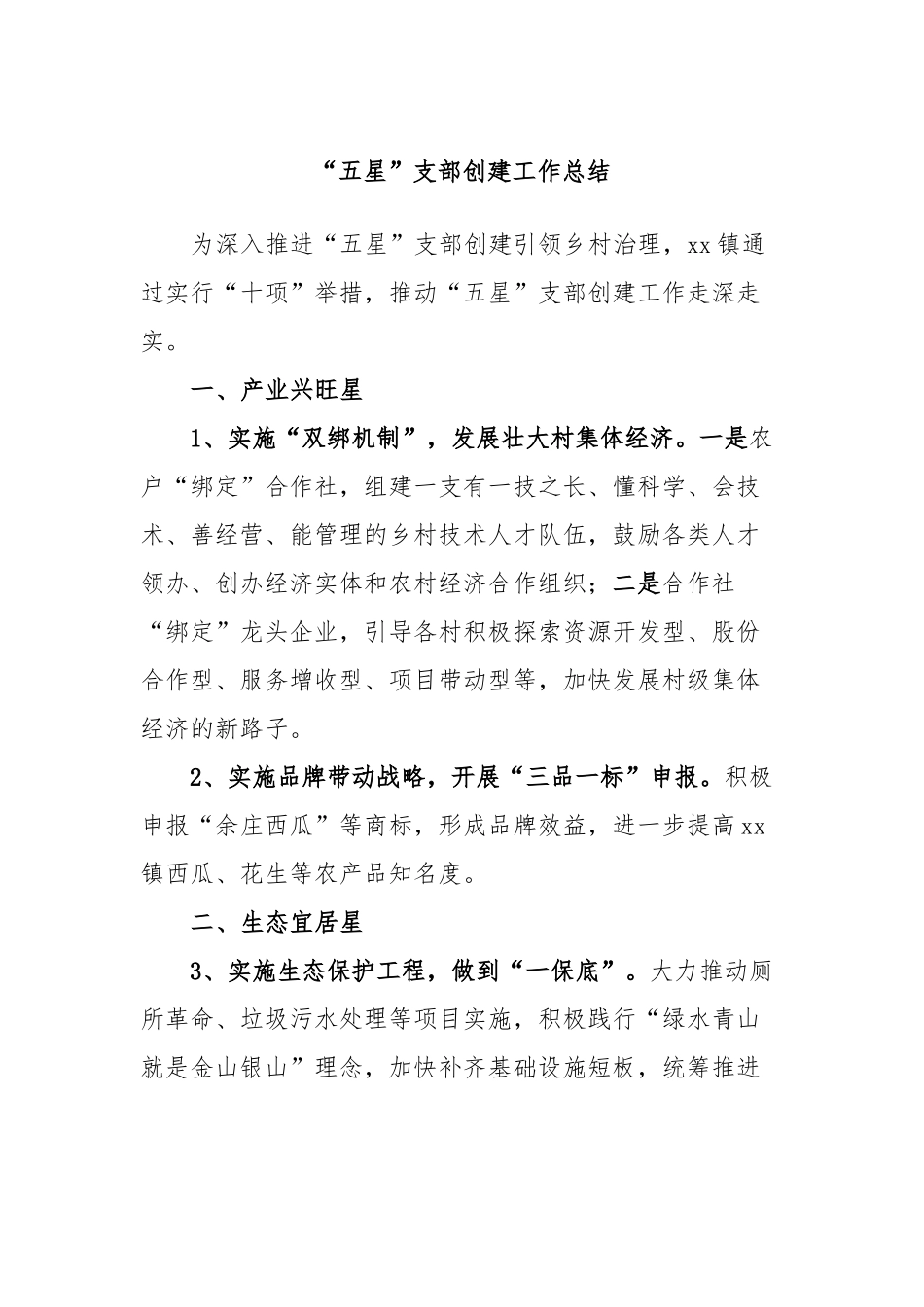 “五星”支部创建工作总结_第1页