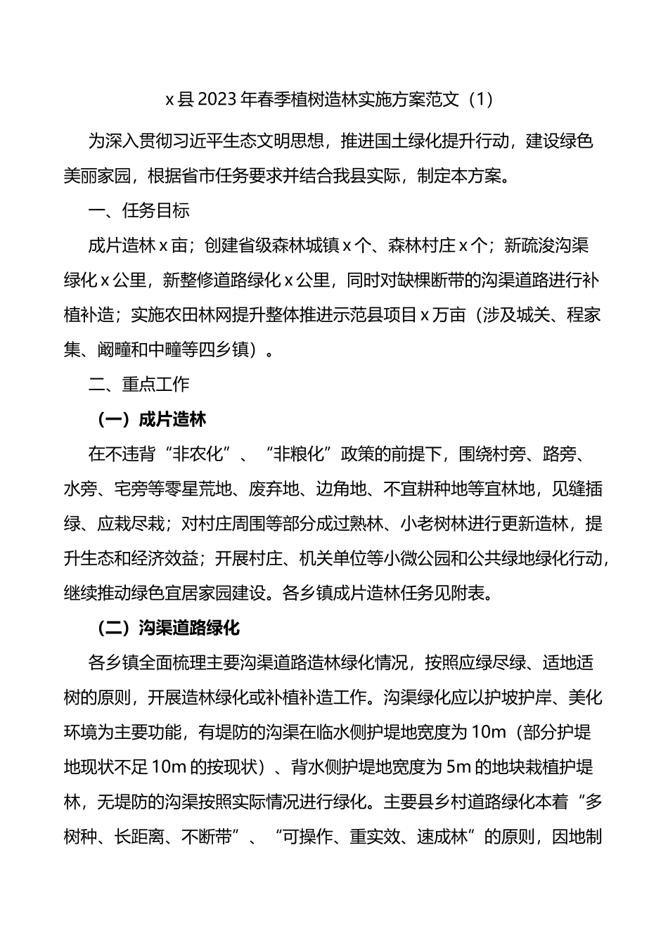 【2篇】2023年春季植树造林工作实施方案_第1页