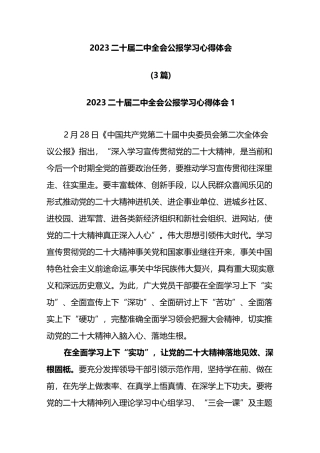 3篇2023二十届二中全会公报学习心得体会