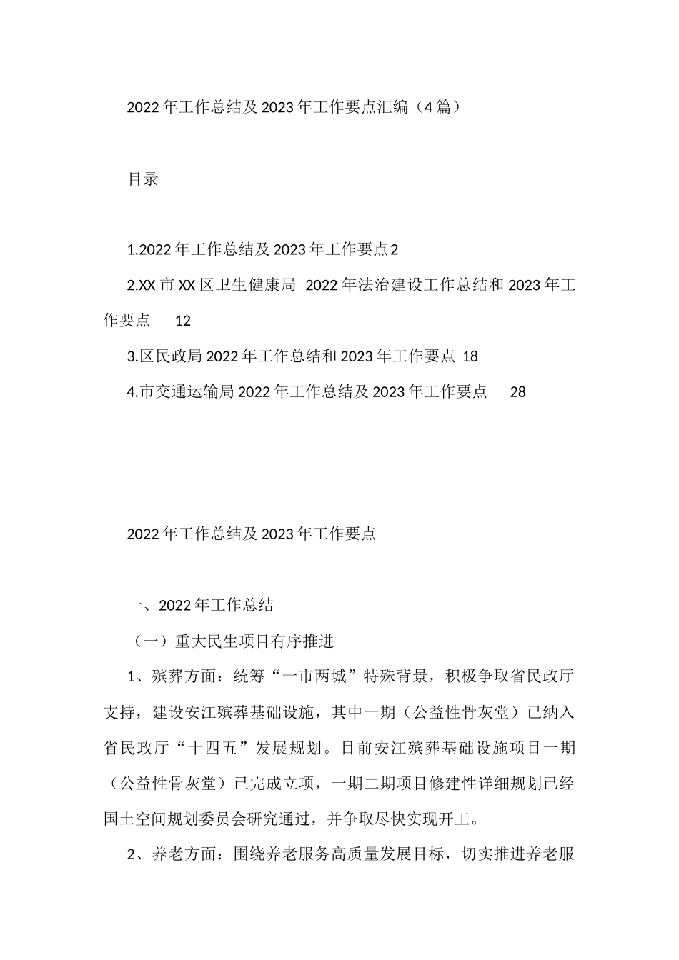2022年工作总结及2023年工作要点汇编（4篇）_第1页