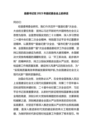 县委书记在2023-2024年县纪委全会上的讲话