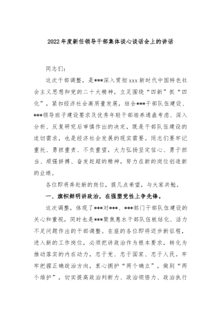2023年度新任领导干部集体谈心谈话会上的讲话