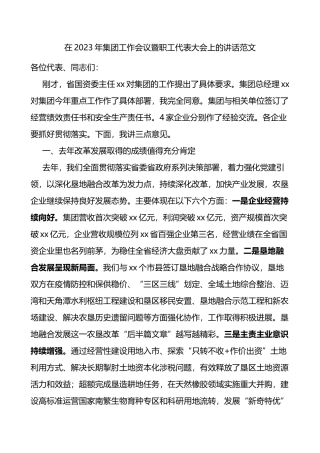 2023年集团工作会议暨职工代表大会讲话