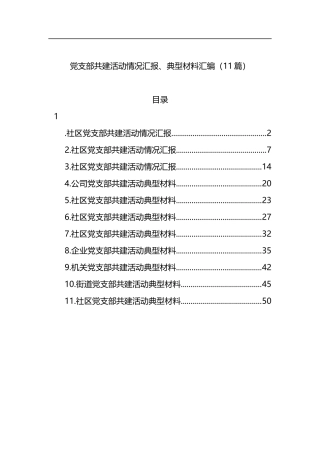 党支部共建活动情况汇报、典型材料汇编（11篇）