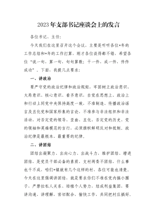 2023年支部书记座谈会上的发言