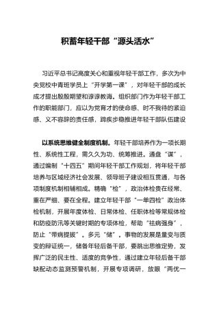 积蓄年轻干部“源头活水”