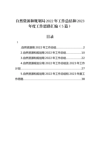 自然资源和规划局2022年工作总结和2023年度工作思路汇编（5篇）