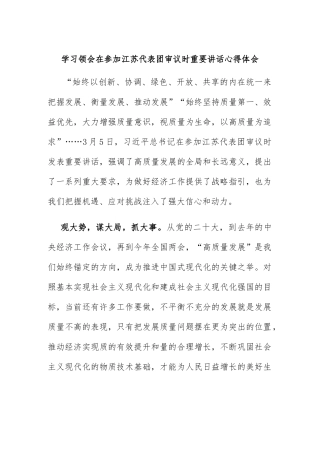 (新)学习领会在参加江苏代表团审议时重要讲话心得体会