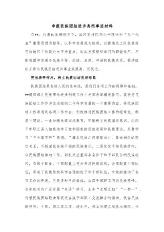 申报民族团结进步典型事迹材料