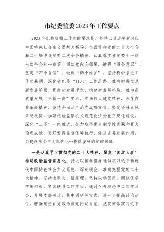 市纪委监委2023年工作要点