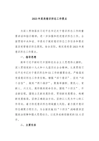 2023年某局意识形态工作要点