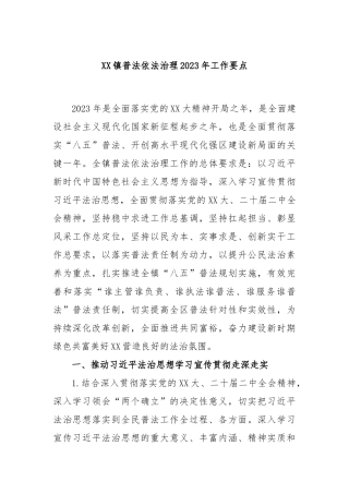镇普法依法治理2023年工作要点