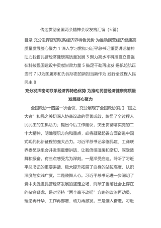 传达贯彻全国两会精神会议发言汇编