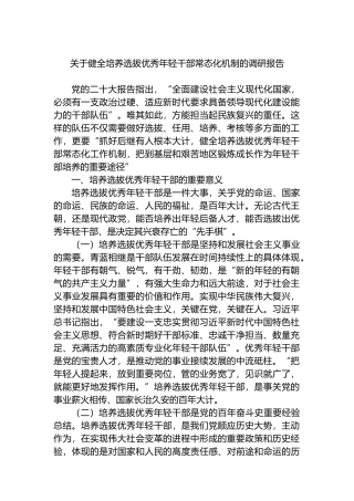 关于健全培养选拔优秀年轻干部常态化机制的调研报告