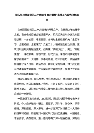 检察机关学习贯彻党的二十大精神培训班心得体会汇编（5篇）