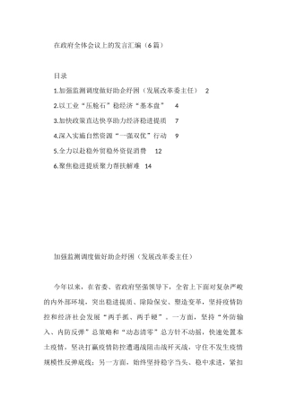 2022年在政府全体会议上的发言汇编6篇