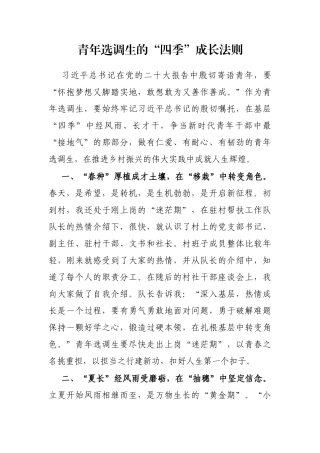 青年选调生的“四季”成长法则