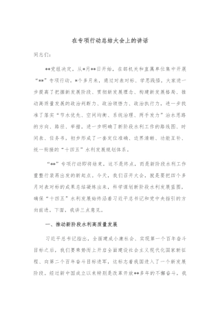 在专项行动总结大会上的讲话