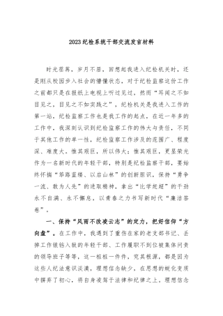 2023纪检系统干部交流发言材料