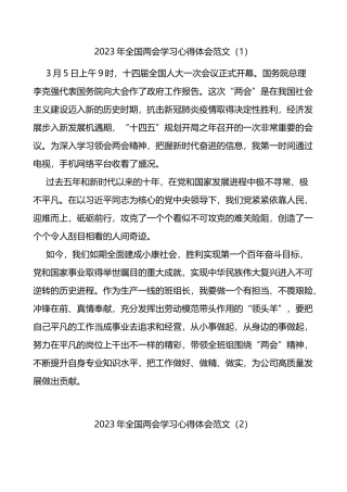 学习2023年全国两会精神心得体会汇编