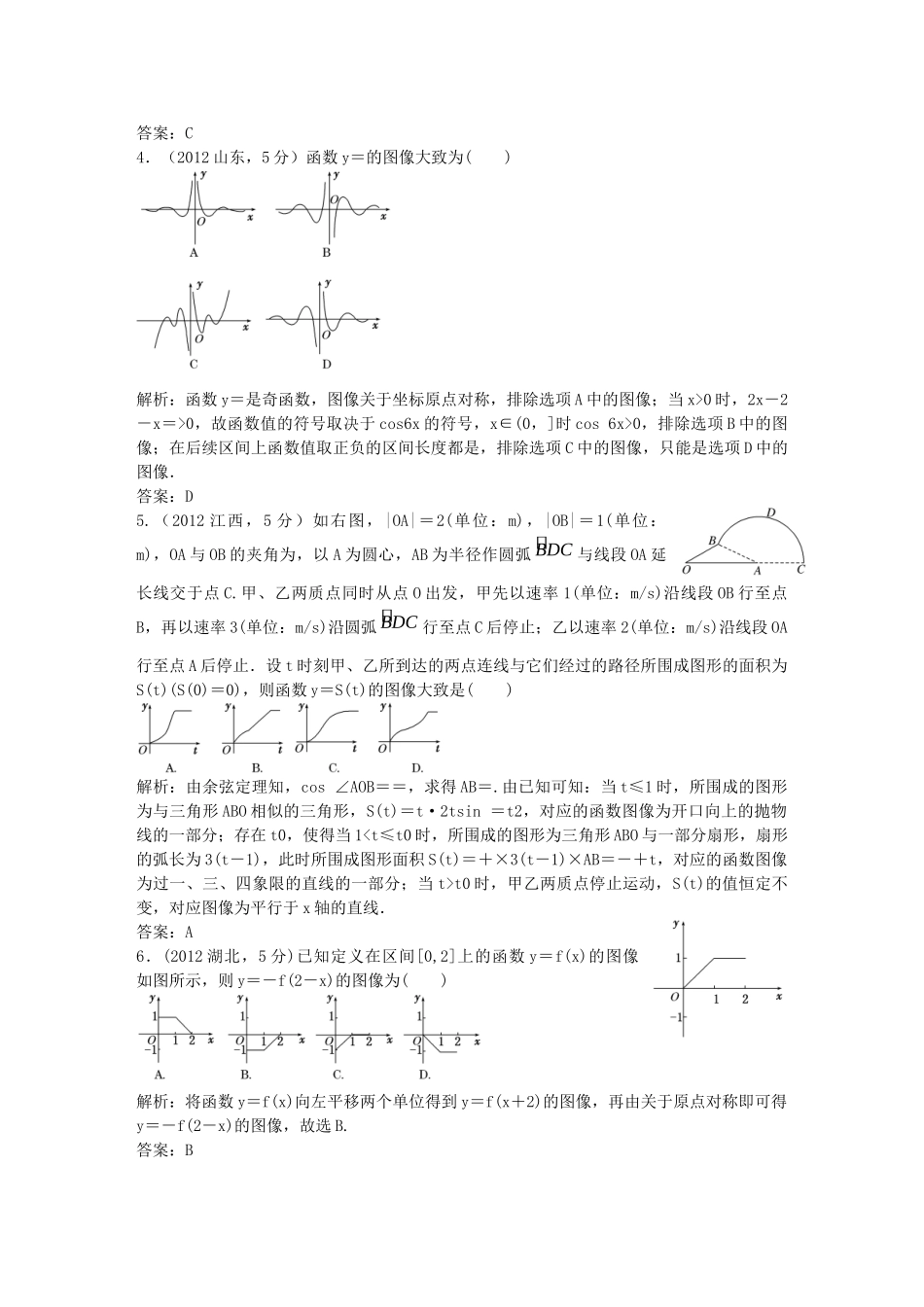 （5年高考真题备考题库）高考数学一轮复习 第2章 第4节 函数的图像 文 湘教版 _第2页