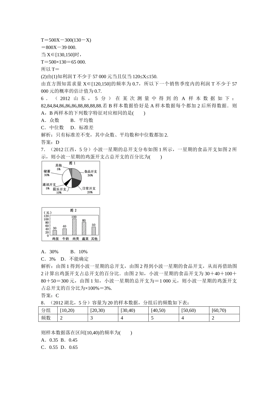 （5年高考真题备考题库）高考数学一轮复习 第10章 第3节 用样本估计总体 文 湘教版 _第3页