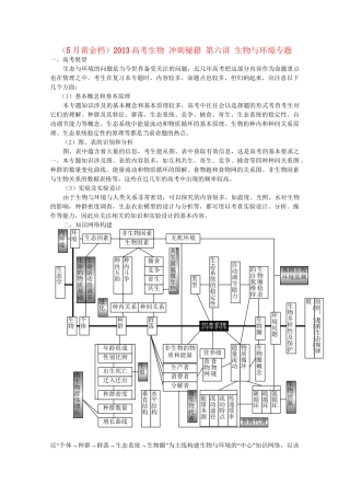 （5月黄金档）高考生物 冲刺秘籍 第六讲 生物与环境专题