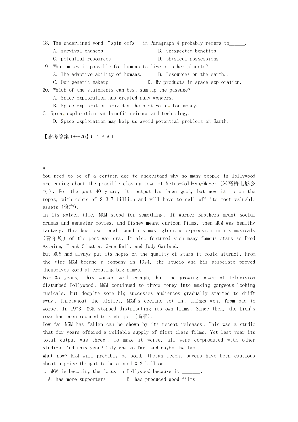（5月集训）河北省卢龙县高考英语阅读理解自练题连载（5）_第2页