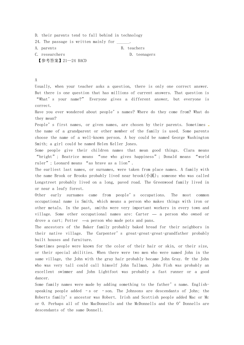 （5月集训）浙江省绍兴县高考英语阅读理解选练（6）_第2页