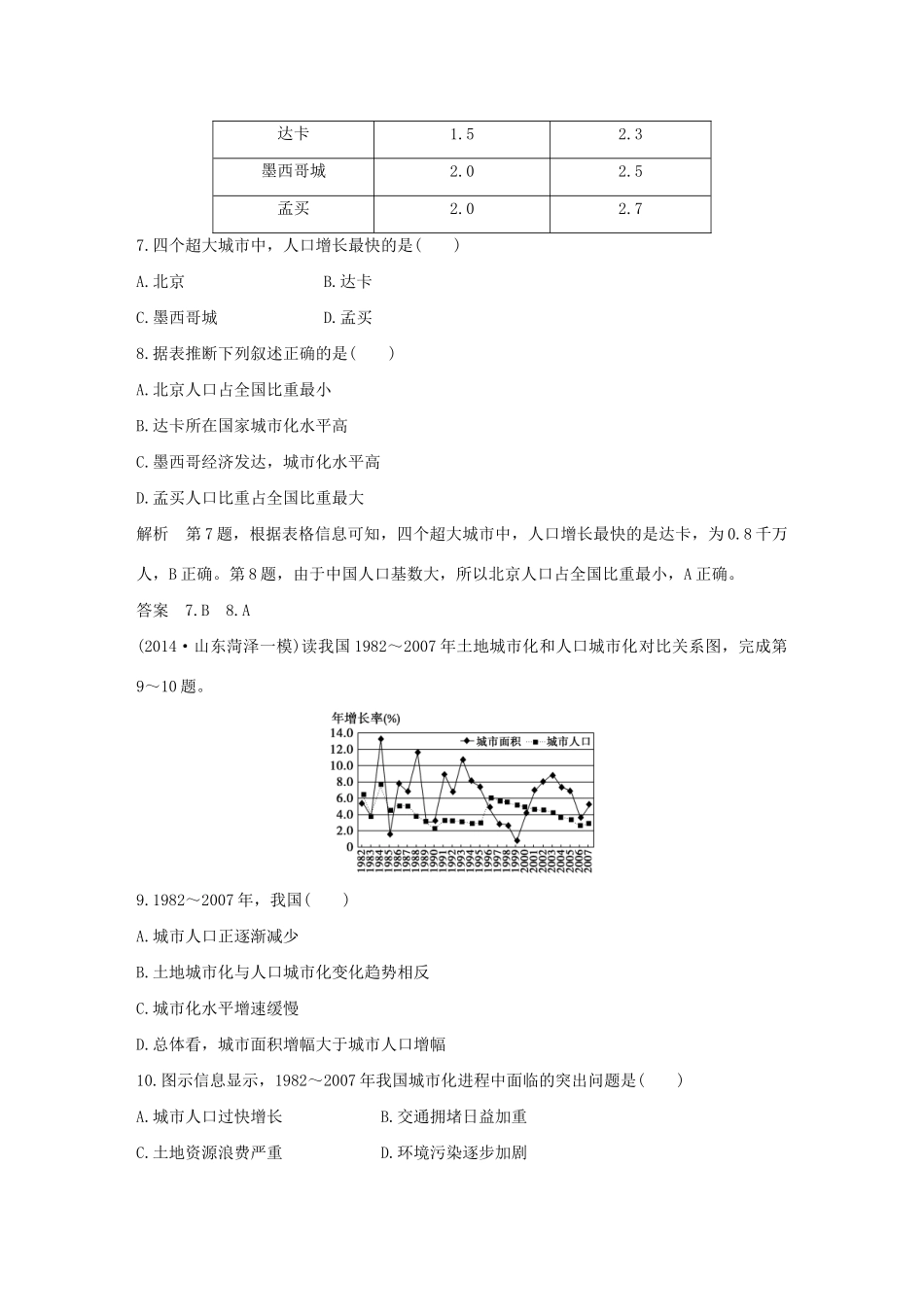 （三年模拟一年创新）高考地理 第九单元 城市与城市化-人教版高三全册地理试题_第3页